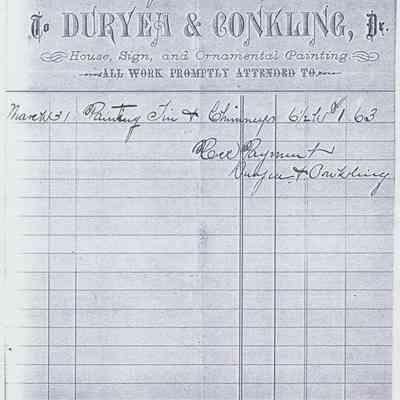 1880 - Duryea and Conkling, - House Signs and Ornamental Painting: The image shows a statement from T. Duryea & Conkling dated March 31, 1880.