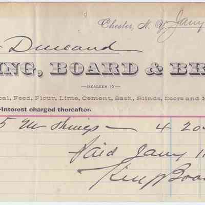 1897 - King, Board and Bryan - Lumber, Coal, Cement, Doors and Mouldings: The document is a receipt from 1897 for purchased goods.
