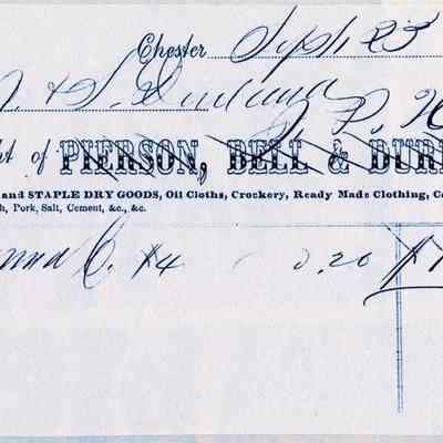 1865 - J. P. H[unreadable] (Pierson, Bell and Durland) - Dry Goods and Groceries: The image shows a 19th-century receipt written on a former Pierson, Bell & Durand billhead, dated September 23, 1865.