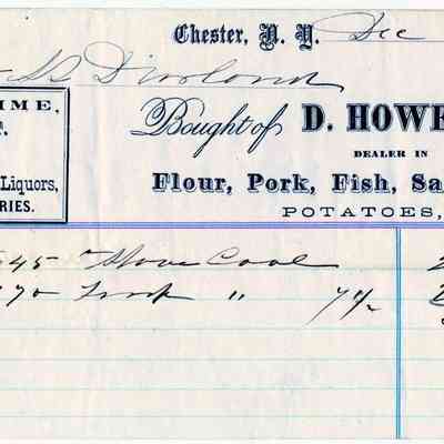 1869 - D. Howell Roe - Flour, Pork, Fish and Potatoes: This image shows a receipt from D. Howell Roe, dated December 3, 1869.