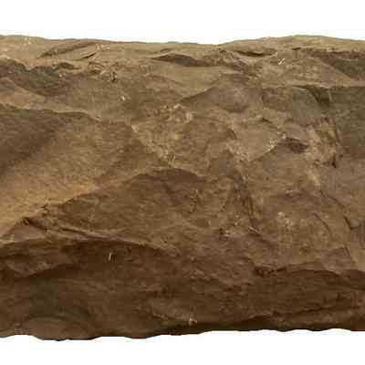 1762 "Roe Homestead" Cornerstone - back: The image shows a large, irregularly-shaped shale stone with rough, uneven surfaces and jagged edges
