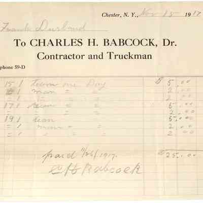 Nov. 15, 1917 - Babcock, Charles H. - Contractor and Truckman invoice.