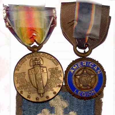 Charles Napp's WWI Victory medal, Amerion Legion Medal & 79th Div. unit patch