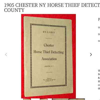 1905 By-Laws booklet for the "Chester Horse Thief Detecting Association"
