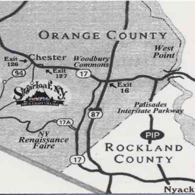 Moondancer business card - back: The map displays routes and locations in Orange and Rockland County, New York, highlighting Sugar Loaf.
