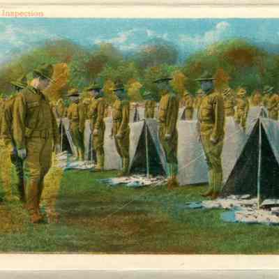 Attached Shelter Tent Inspection post card from Fort Meade, Maryland.