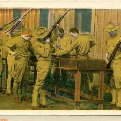 Attached Cleaning Rifles post card from Fort Meade, Maryland.