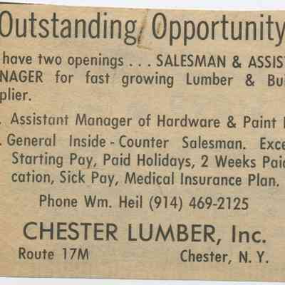 Chester Lumber, Inc. ad