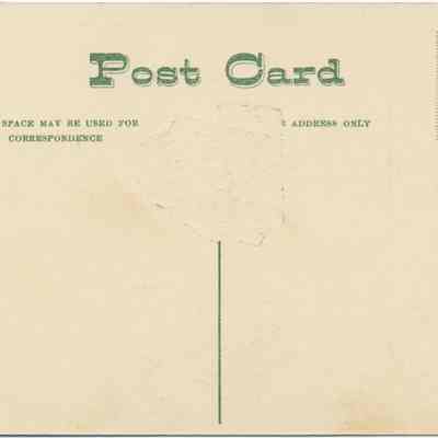 Address side of the "Chester High School, Chester, N.Y." postcard: The address side of this old postcard with a torn front side, featuring the words "Post Card."