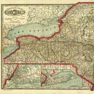 Cram's township and rail road map of New York.