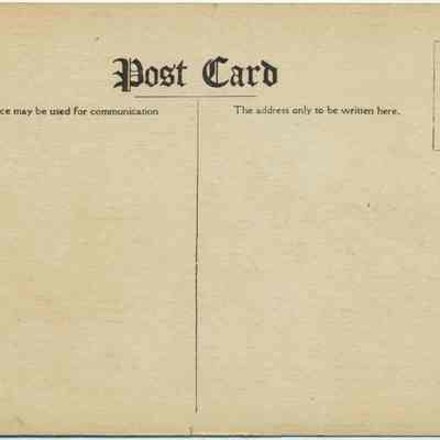 Address side of the "" postcard.: The image shows a vintage blank postcard with sections for communication and address.