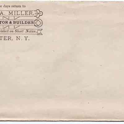 Envelope.: The image shows a vintage business envelope for Theo. A. Miller, a contractor and builder based in Chester, N.Y.