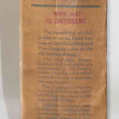 H-O (Hornby's Oats) Cereal Box - left