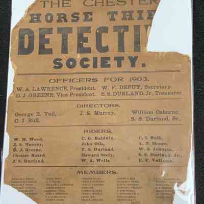The Chester Horse Thief Detective Society Officers for 1903