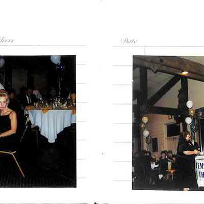 09 Photos: Two images show a formal event with guests in a decorated room.