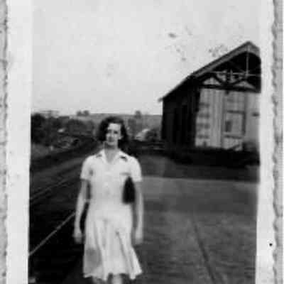 Mary Brandt seeing Robert (Bobby) Brandt off for service in Navy