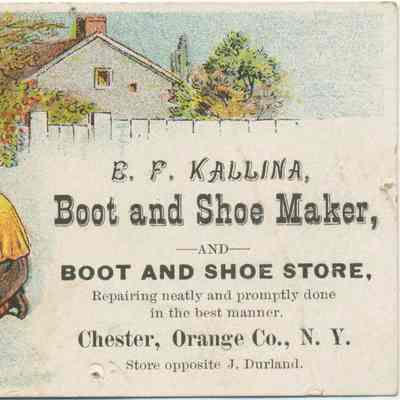 E. F. Kallina Boot and Shoe Maker business card