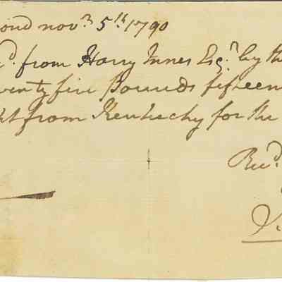 Receipt from Harry Innes to Patrick Henry