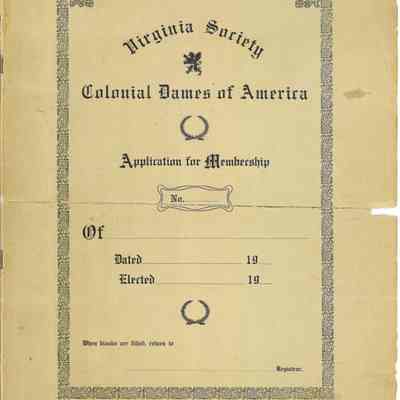 Virginia Society Colonial Dames of America: Application for Membership