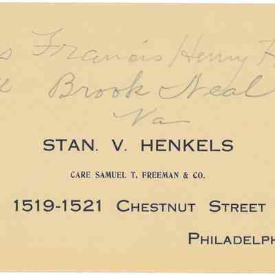Envelope to Stanislaus V. Henkels