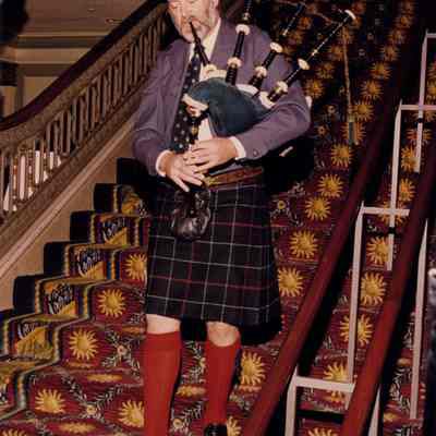 John R. Turner playing bagpipes at 50th Anniversary Dinner