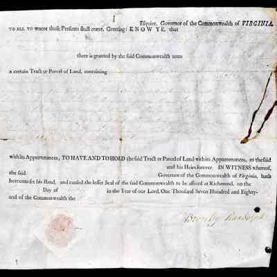 Land Grant to Patrick Henry