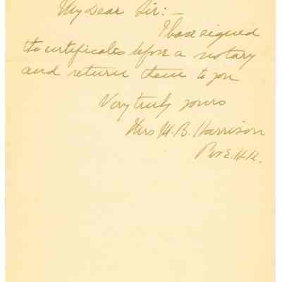 Lucy Henry Harrison to Stan Henkels