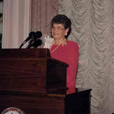 Carolyn Lusardi as Mistress of Ceremonies at 50th Anniversary Dinner