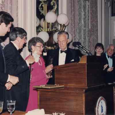 Mills E. Godwin, Jr. Receives Patrick Henry Award From PHMF President Carolyn Lusardi at 50th Anniversary Dinner