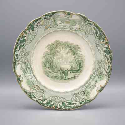Green Transferware Salad Plate