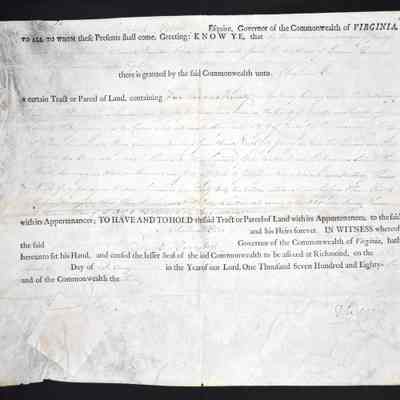 Land Grant to Abraham Hite