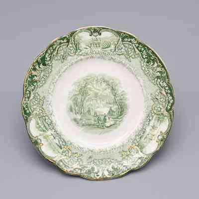 Green Transferware Salad Plate