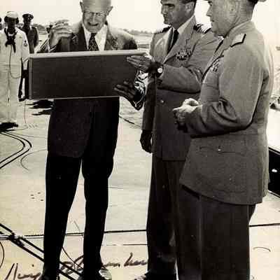 Dwight Eisenhower at Launching of USS Patrick Henry