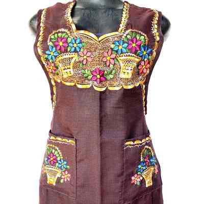 Brown Embroidered Apron