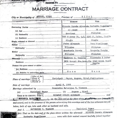 Marriage Contract from the Philippines [Reproduction]