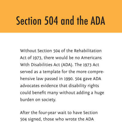 Section 504 and the ADA (Yellow Header)