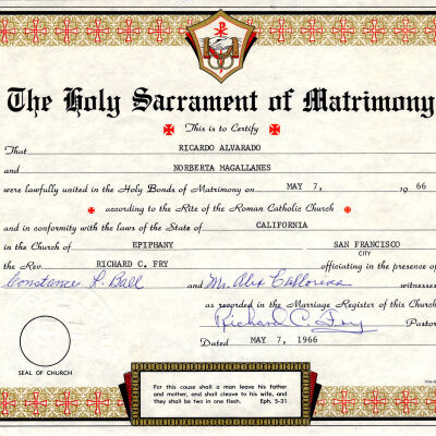 Marriage Certificate from California [Reproduction]