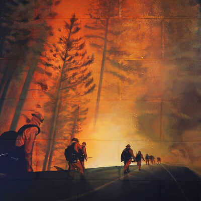 Incarcerated Firefighter Painting: Walking near the Fire