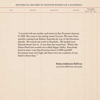 I arrived with my mother and sisters in SF January 15 1850