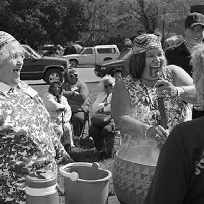 Mary Eslick and Bertha Peters Making Acorn Soup, 1994