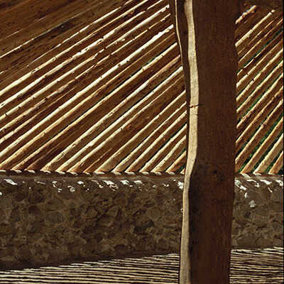 Corner post, rebuilding of Chaw'se Roundhouse, 2012