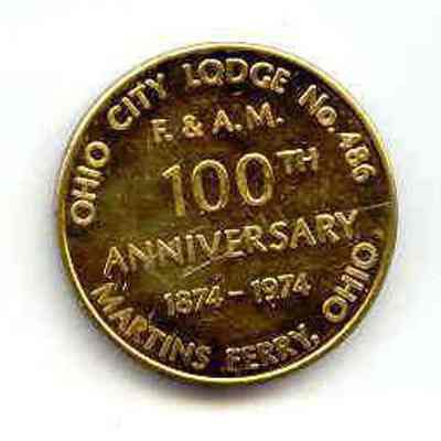 Coin: 100th Anniversary Ohio City Lodge #486, Martins Fery, Ohio. Dated 1874-1974