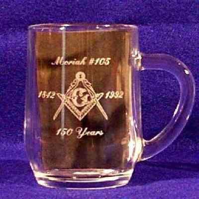Glass: 150th Anniversary of Moriah Lodge #105, dated 1842-1992