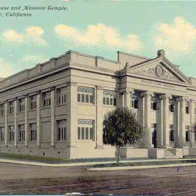 Postcard: Masonic Temple, Riverside, California. From a collection of photos of Masonic Temples, collector unknown