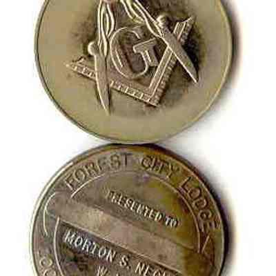 Coin: Anniversary FOrrest City Lodge. Presented to Morton S. Negin, W.M., dated 1867-11967
