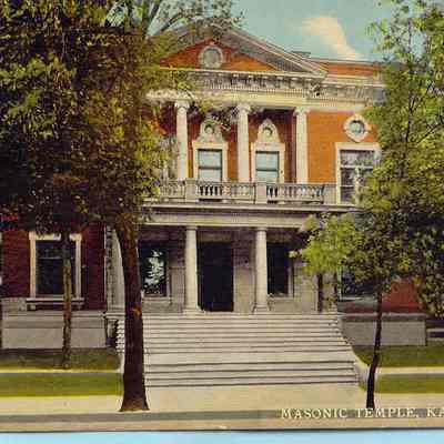 Postcard: Masonic Temple, Kankakee, Illinois. Postmarked June 14, 1912. From a collection of photos of Masonic Temples, collector unknown