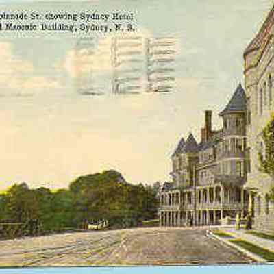 Postcard: Masonic Temple, Sydney, New Nova Scotia. Postmarked June 29, 1917