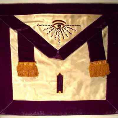 Apron: Grand Lodge Officer, Junior Grand Warden. Purple and white