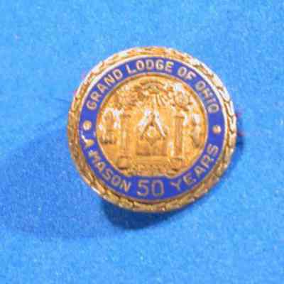 Pin, Fraternal: 50 Year pin issued by the Grand Lodge of Ohio