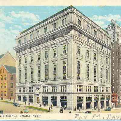 Postcard: Masonic Temple, Omaha, Nebraska. From a collection of photos of Masonic Temples, collector unknown